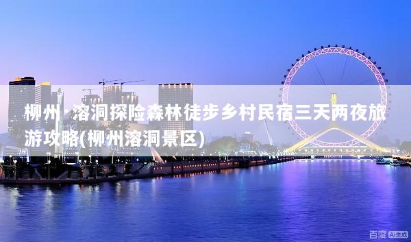 柳州·溶洞探险森林徒步乡村民宿三天两夜旅游攻略(柳州溶洞景区)
